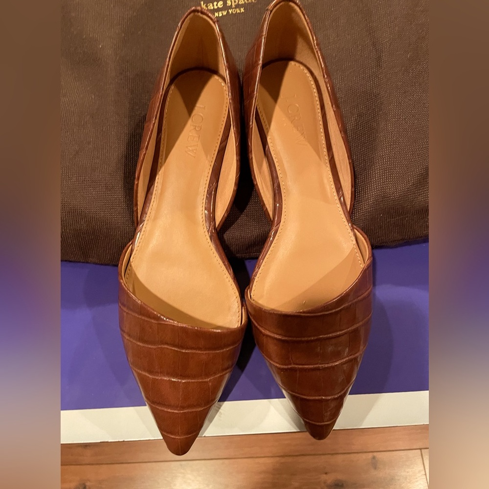 JCrew d’Orsay crocodile leather flats